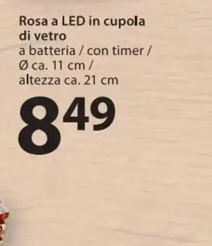 Rosa a LED in cupola di vetro
