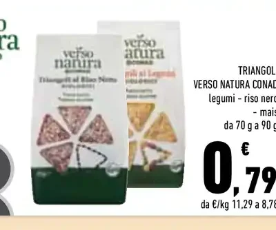 Triangoli Verso Natura Conad legumi e riso nero mais