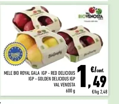 Mele bio Royal Gala, Red Delicious, Golden Delicious IGP Val Venosta