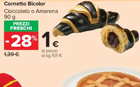 Cornetto bicolor cioccolato o amarena