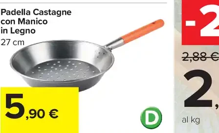 Padella castagne con manico in legno