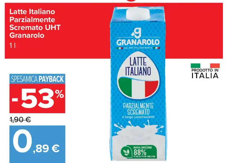 Latte italiano parzialmente scremato UHT Granarolo