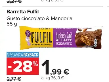 Barretta Fulfil gusto cioccolato e mandorla