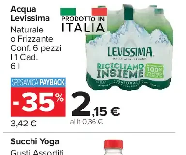 Acqua Levissima Naturale o Frizzante