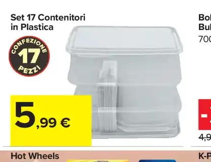 Set 17 contenitori in plastica