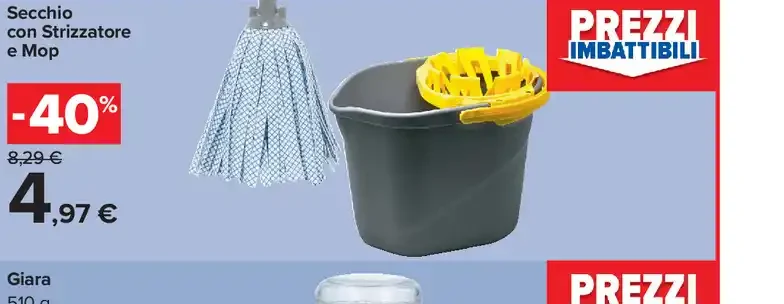 Secchio con strizzatore e mop