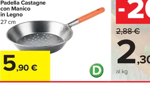 Padella castagne con manico in legno