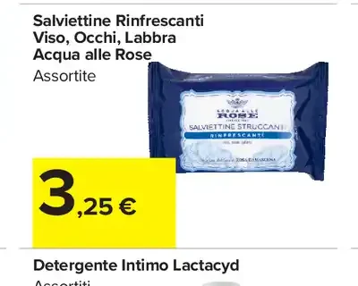 Salviettine rinfrescanti acqua alle rose