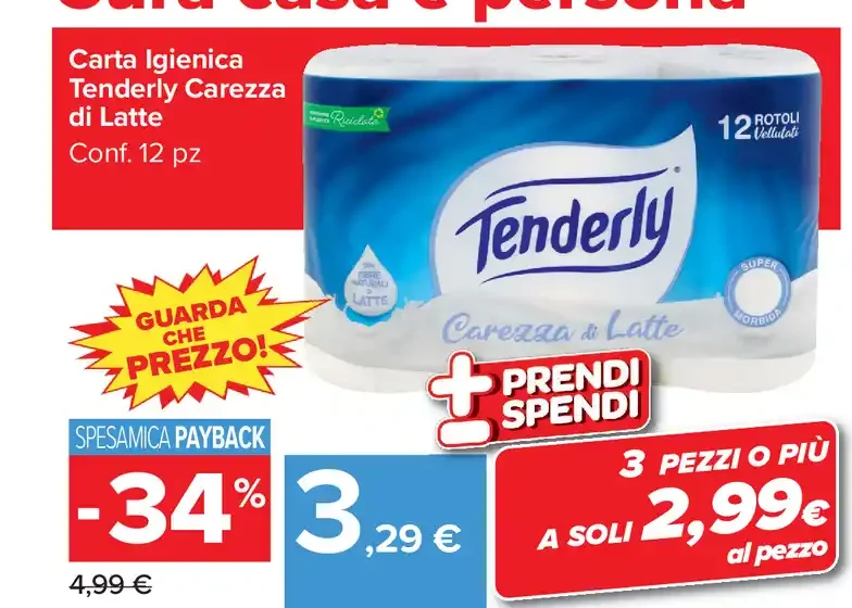 Carta igienica Tenderly Carezza di Latte