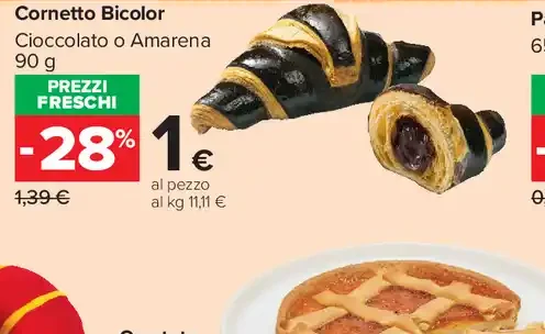 Cornetto bicolore cioccolato o amarena