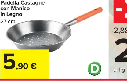Padella castagne con manico in legno