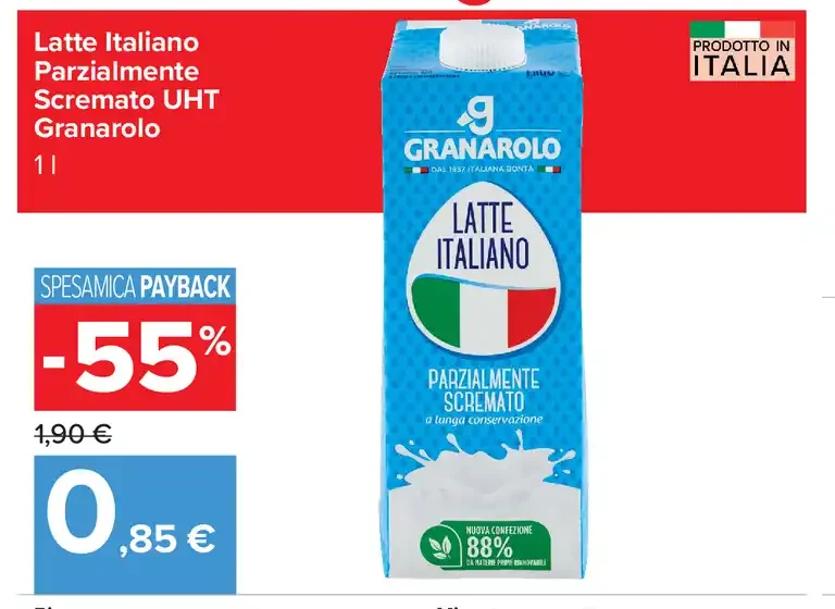 Latte italiano parzialmente scremato UHT Granarolo