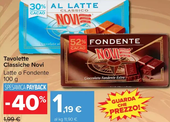Tavoletta Novi al latte o fondente