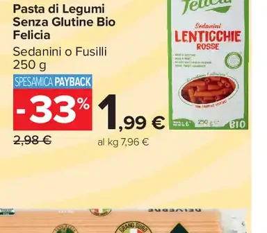 Pasta di legumi senza glutine bio Felicia
