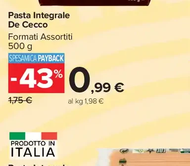 Pasta integrale De Cecco