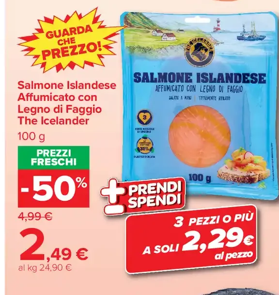 Salmone islandese affumicato con legno di faggio