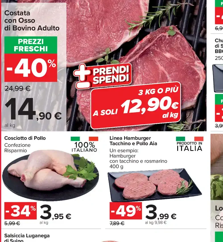 Costata con osso di bovino adulto