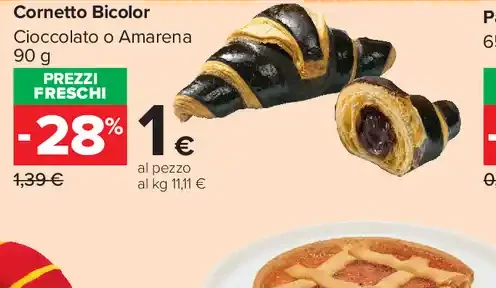 Cornetto bicolor cioccolato o amarena
