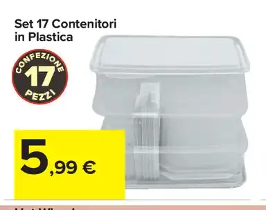 Set 17 contenitori in plastica