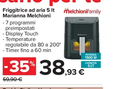 Friggitrice ad aria 5 l Melchioni Family