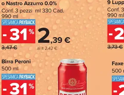 Birra Nastro Azzurro o Nastro Azzurro 0.0%