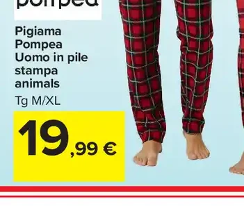 Pigiama uomo in pile stampa animals