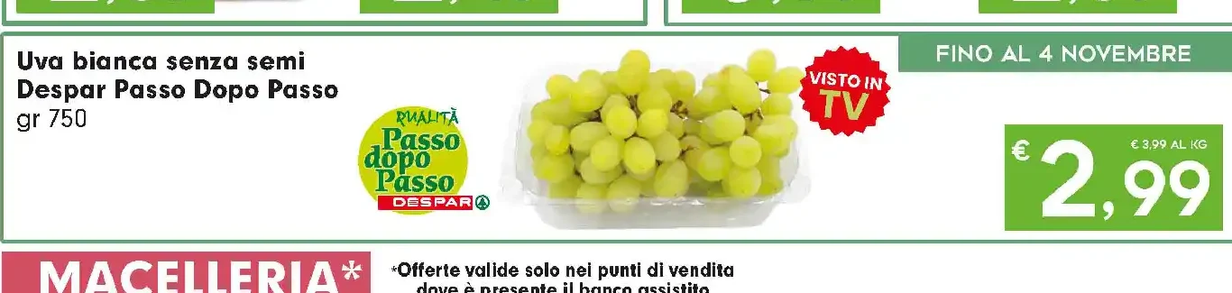 Uva bianca senza semi Despar Passo Dopo Passo