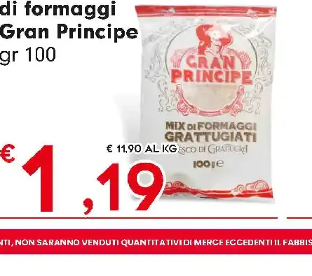 Grattugiato mix di formaggi Gran Principe