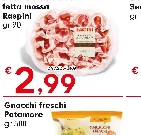 Pancetta arrotolata fetta mossa Raspini