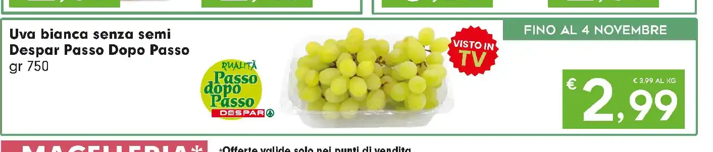 Uva bianca senza semi Despar Passo Dopo Passo