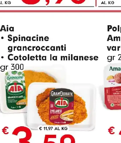 Spinacine e Cotolette la milanese Aia