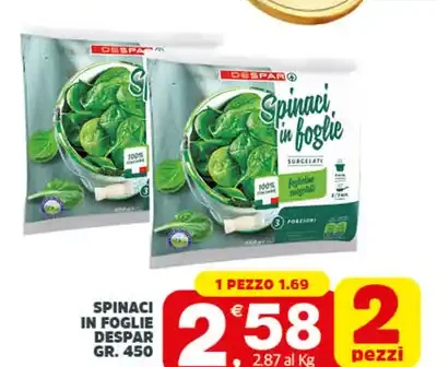 Spinaci in foglie