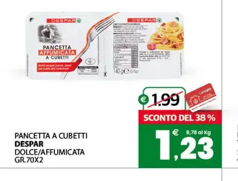 Pancetta a cubetti dolce affumicata