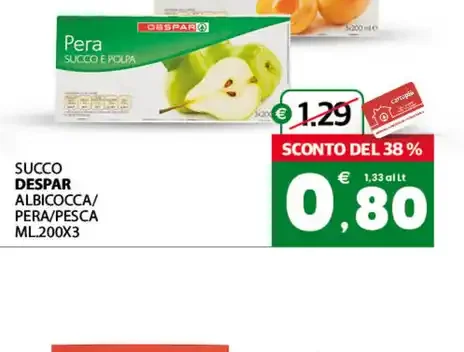 Succo albicocca pera pesca