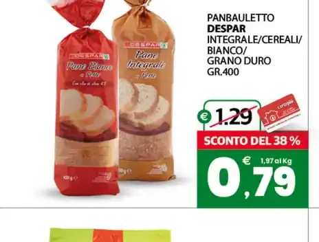 Panbauletto integrale/cereali/grano duro