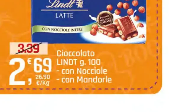 Cioccolato Lindt con nocciole e mandorle