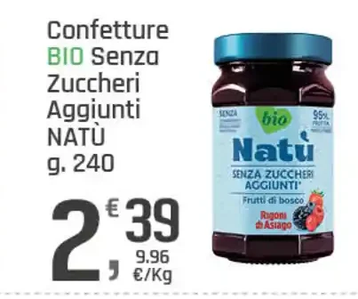 Confettura bio senza zuccheri aggiunti Natù