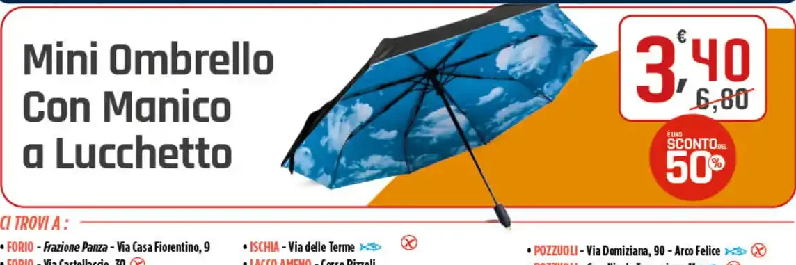Mini ombrello con manico a lucchetto
