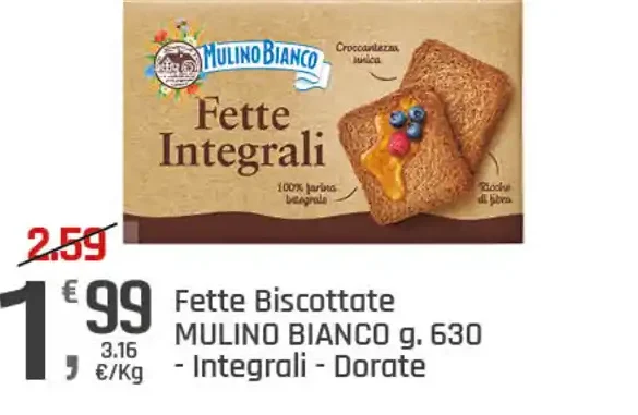 Fette biscottate integrali dorate
