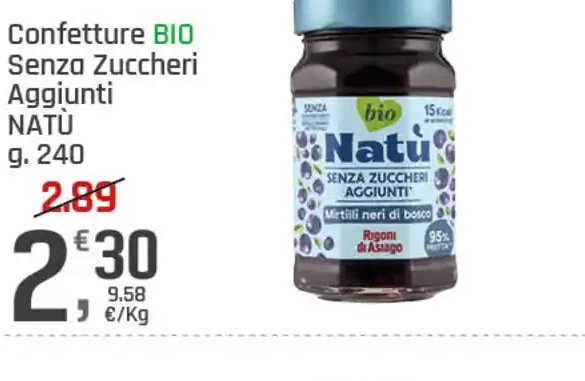 Confetture bio senza zuccheri aggiunti