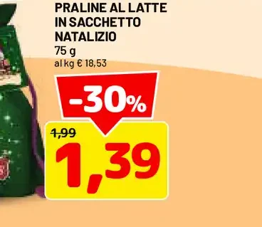Praline al latte in sacchetto natalizio