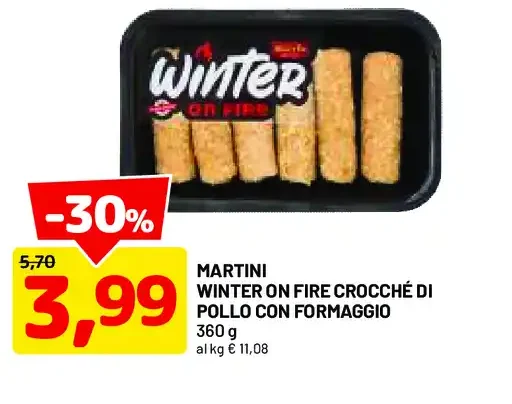 Martini Winter on fire crocchè di pollo con formaggio