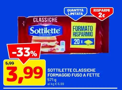 Sottilette classiche formaggio fuso a fette