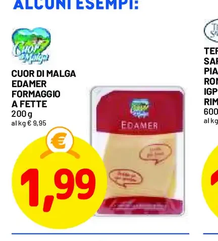 Cuor di malga edamer formaggio a fette