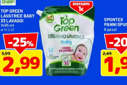 Top Green detersivo lavatrice baby
