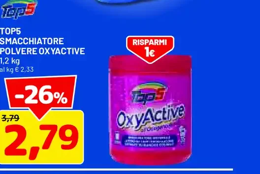 Top5 smacchiatore polvere OxyActive