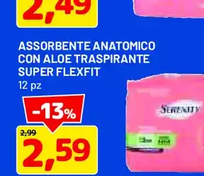 Assorbente anatomico con aloe traspirante super flexfit