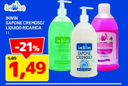 Inwin sapone cremoso liquido ricarica