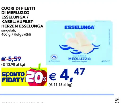 Cuori di filetti di merluzzo Esselunga