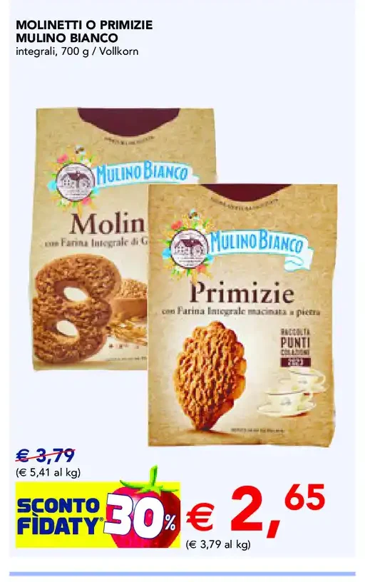 Biscotti Mulino Bianco Molinetti o Primizie